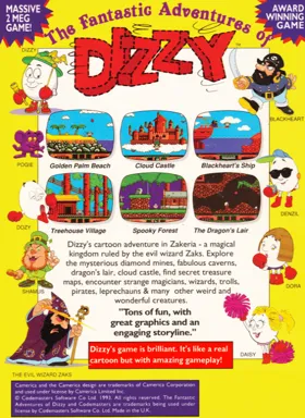 Fantastic Adventures of Dizzy, The (USA) (Aladdin Compact Cartridge) (Unl) box cover back